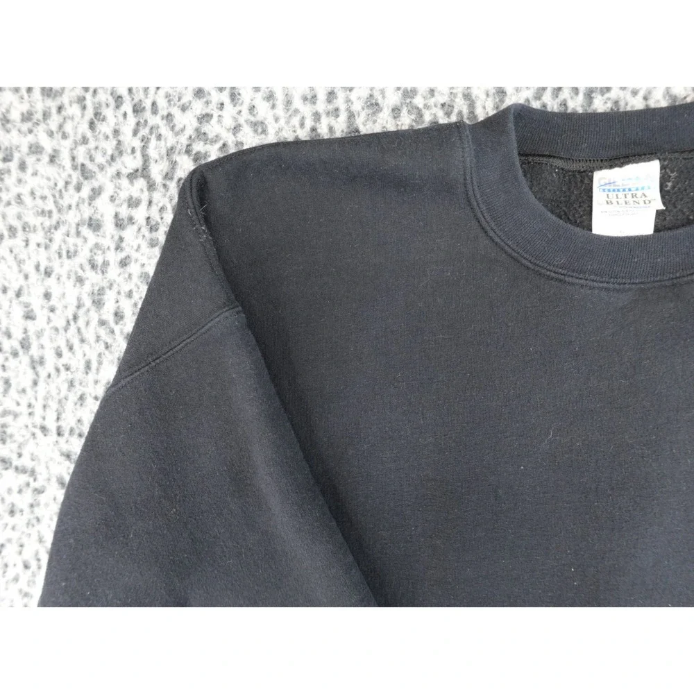 Gildan Ultra Blend Mens XL Black Crewneck‎ Sweatshirt Embroidered Dragon Graphic - Picture 2 of 10